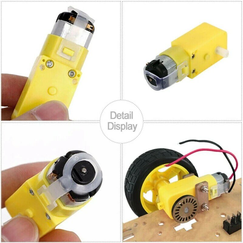 Robot Plastic Tire Wheel with DC 3-6V Gear Motor 1/2/1 SET for Arduino