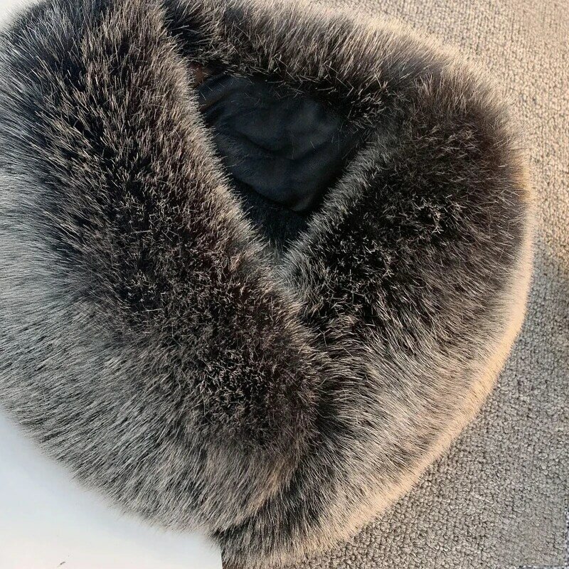 女性用の柔らかい毛皮のネックスカーフ,冬用の暖かい偽の毛皮のコート