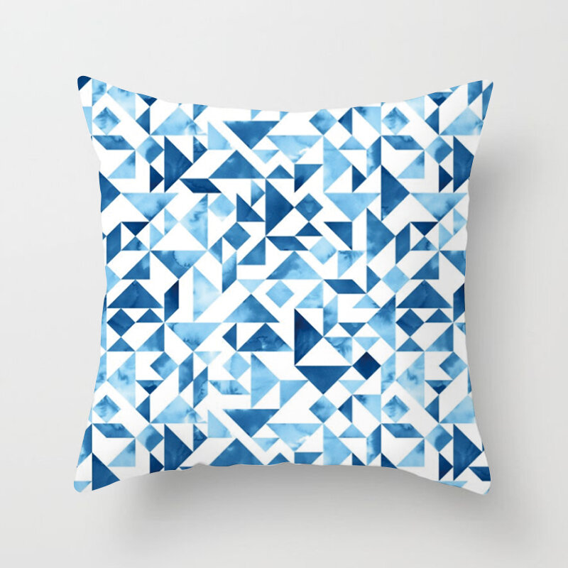 Blue Throw Pillow Case Agate Mable Geometry Flora Cushion Covers for Home Sofa Chair Decorative Pillowcases Set