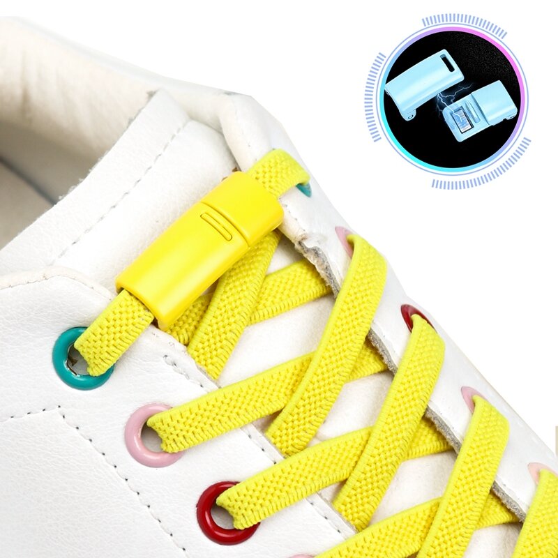 Lacets de chaussures élastiques sans cravate, lacets multicolores à fermeture magnétique, lacets rapides pour enfants et adultes, taille unique