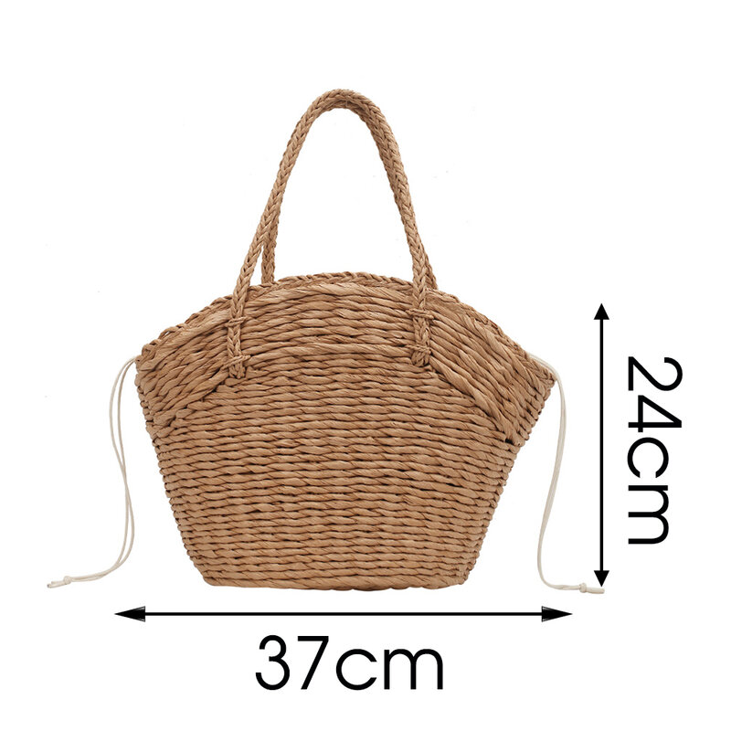 Weavn Straw Shoulder Bags For Women Female Brand Designer Simple Ladies Tote Bags Summer Large Capacity Beach Rattan  Handbags