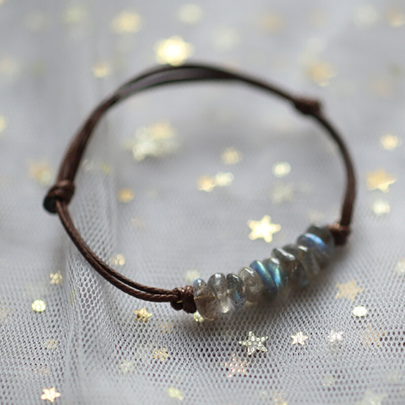 Handmade Charm Bracelet for Women Natural Stone Jewelry Adjustable Bohemian Elegant Labradorite Amethyst Bracelets Bangles