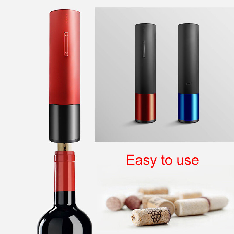 Abrelatas de botella automático vino abridor eléctrico rojo abridor de vino sacacorchos USB recargable tarro abrelatas cocina accesorios abridor
