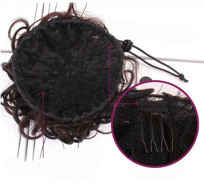 Extensiones de Cabello con cordón, Updo Coleta, moño de cabello humano brasileño, Donuts, moño, pieza de cabello no remy
