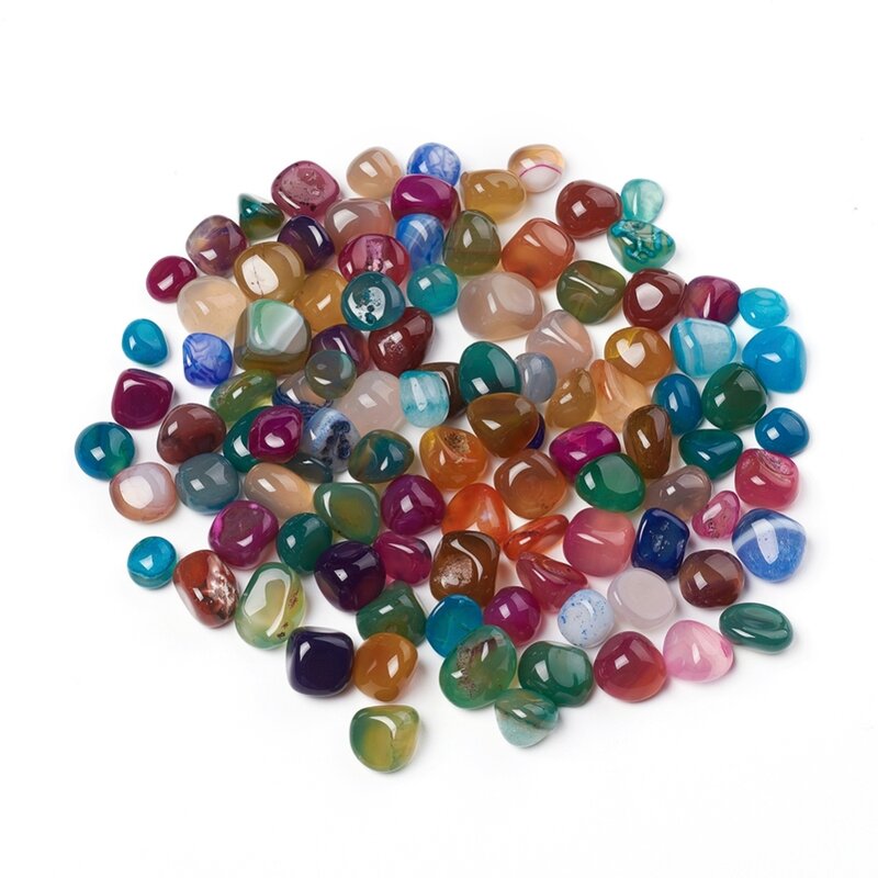 Circa 610 pz perline di agate naturali di colore misto tinto senza pepite di fori perline di pietra burattate per gioielli che fanno accessori artigianato fai da te