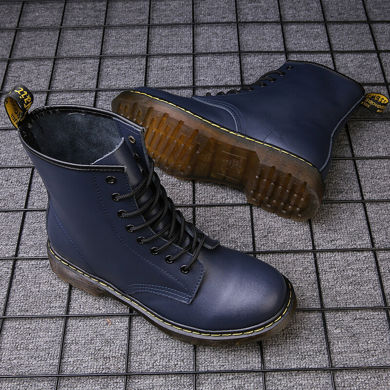 Botas de goma de cuero para Hombre y mujer, zapatos con cordones, informales