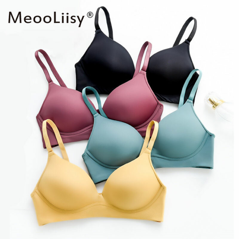 MeooLiisy-Sujetador sin costuras con almohadilla de goma Natural para mujer, ropa interior Sexy íntima con forma de U