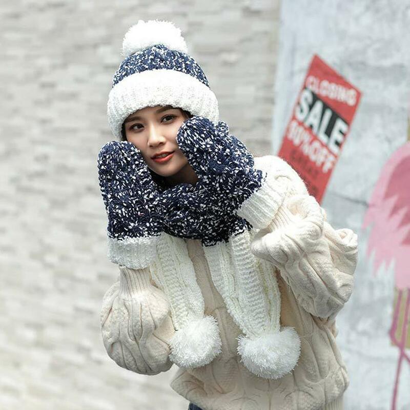 Женская вязаная шапка Venonat, теплая разноцветная Вязаная Шапка-бини с шарфом и перчатками, уличная Лыжная шапка, зима 2019
