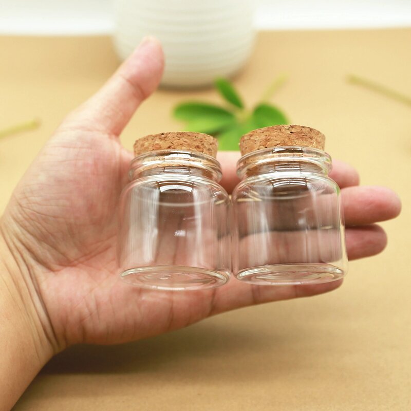 Tapón de botella de vidrio para especias, contenedores pequeños de vidrio para almacenar especias, corchos, 47x50mm, 50ml, 6 unidades