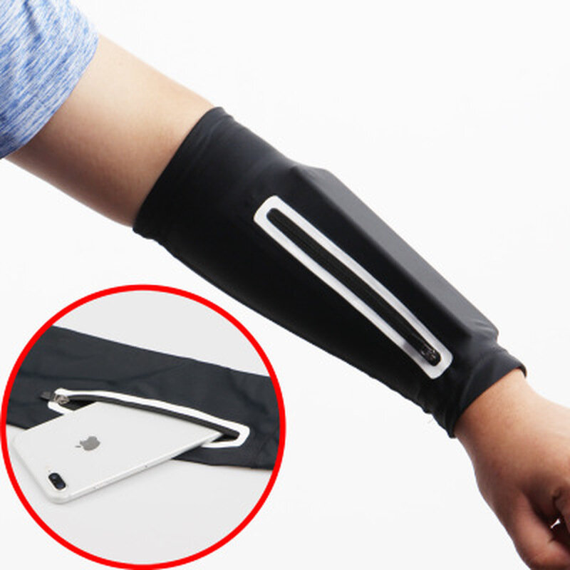1PC Unisex สั้นแขนอุ่นสำหรับโทรศัพท์มือถือยืดแขนกระเป๋าขี่ครีมกันแดด Armband กระเป๋า