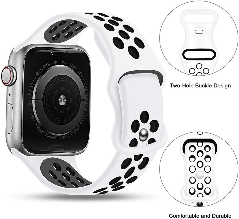 สายซิลิโคนสำหรับ Apple Watch Band 44มม.40มม.38มม.42มม.44มม.Breathable Watchband Correa สร้อยข้อมือ IWatch 3 4 5 6 Se 7 45มม.41มม.