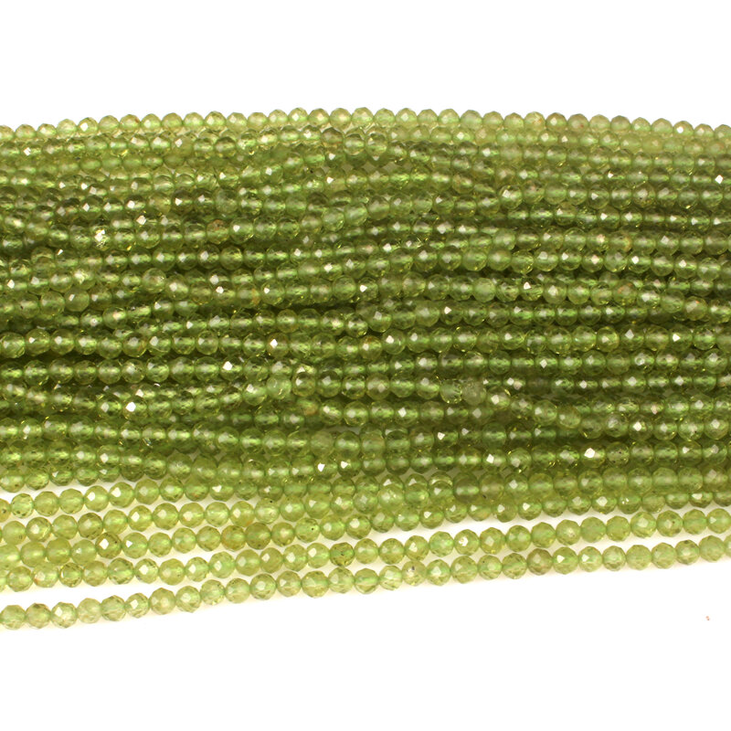 Perles rondes en pierre péridot naturelle de 4mm, verte, à facettes, en vrac, accessoires pour la fabrication de bijoux, de colliers, de boucles d'oreilles