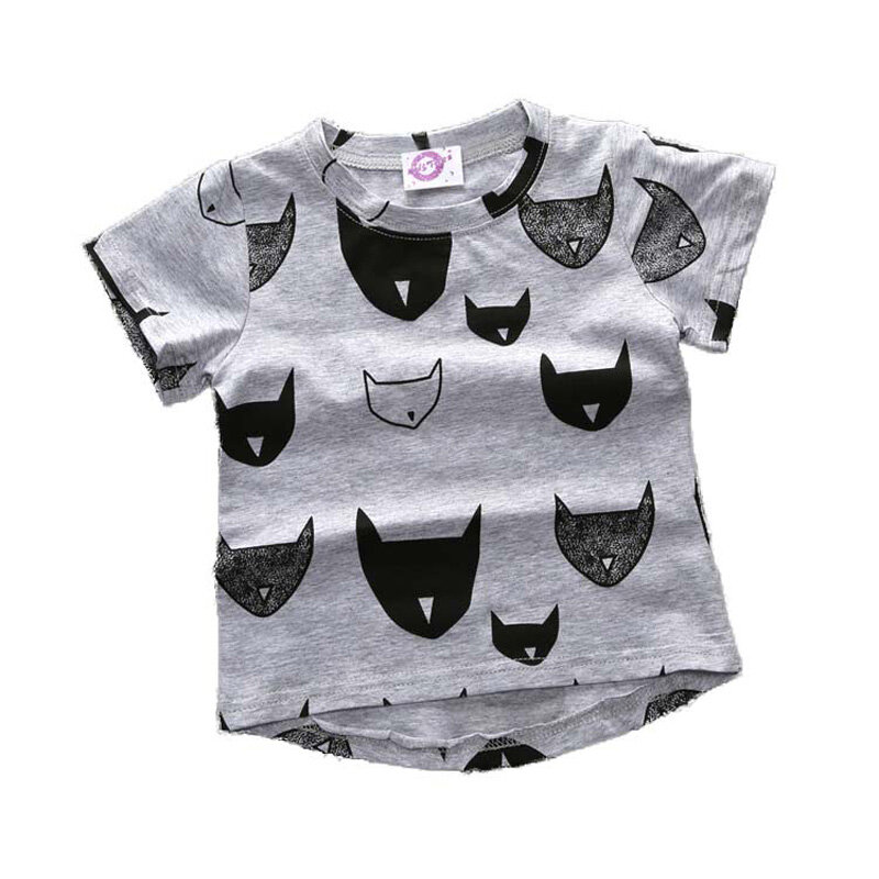 Bayi Laki-laki Lucu Musim Panas T Shirt Anak-anak Lengan Pendek Kartun T Shirt dengan Setan Pola Anak Laki-laki Tee Anak Laki-laki Anak Perempuan Pakaian