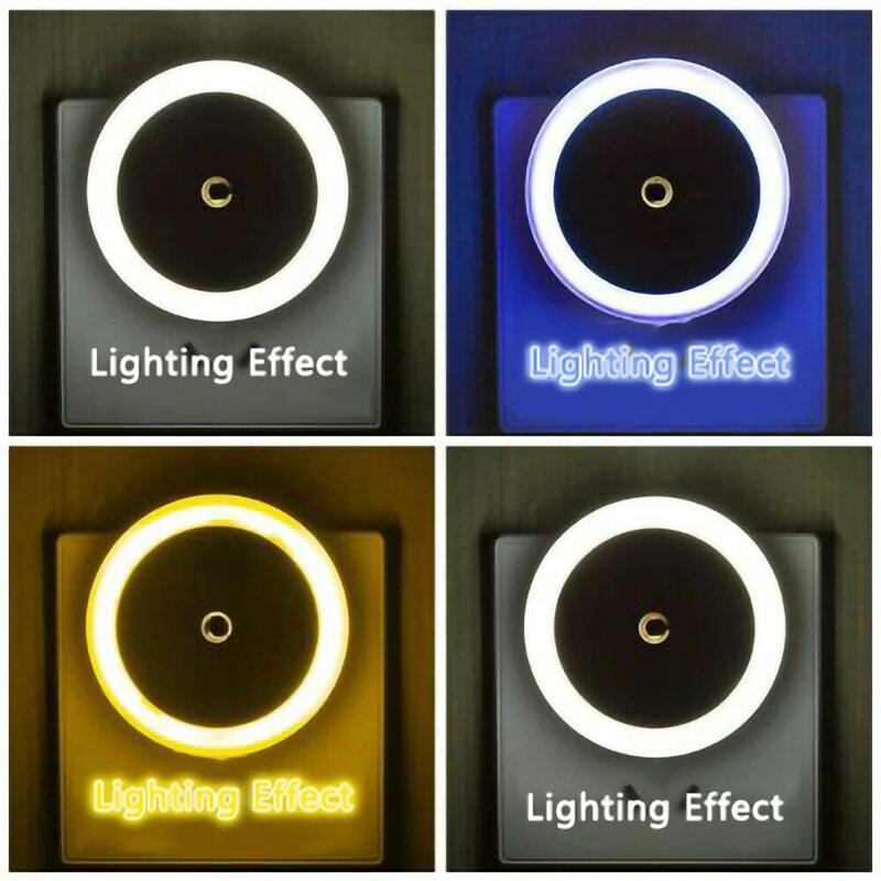 Led Intelligente Nachtlampje Eu Us Plug Lichten Sensor Kleuren Mini Lamp Voor Kinderen Slaapkamer Gang Vakantie Decoratie