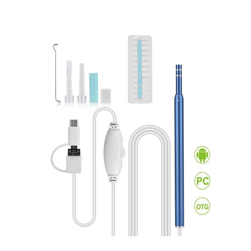 Endoscopio de limpieza de orejas, herramienta boroscopio 2 en 1, USB, HD, Visual, 5,5mm, minicámara, Android, PC