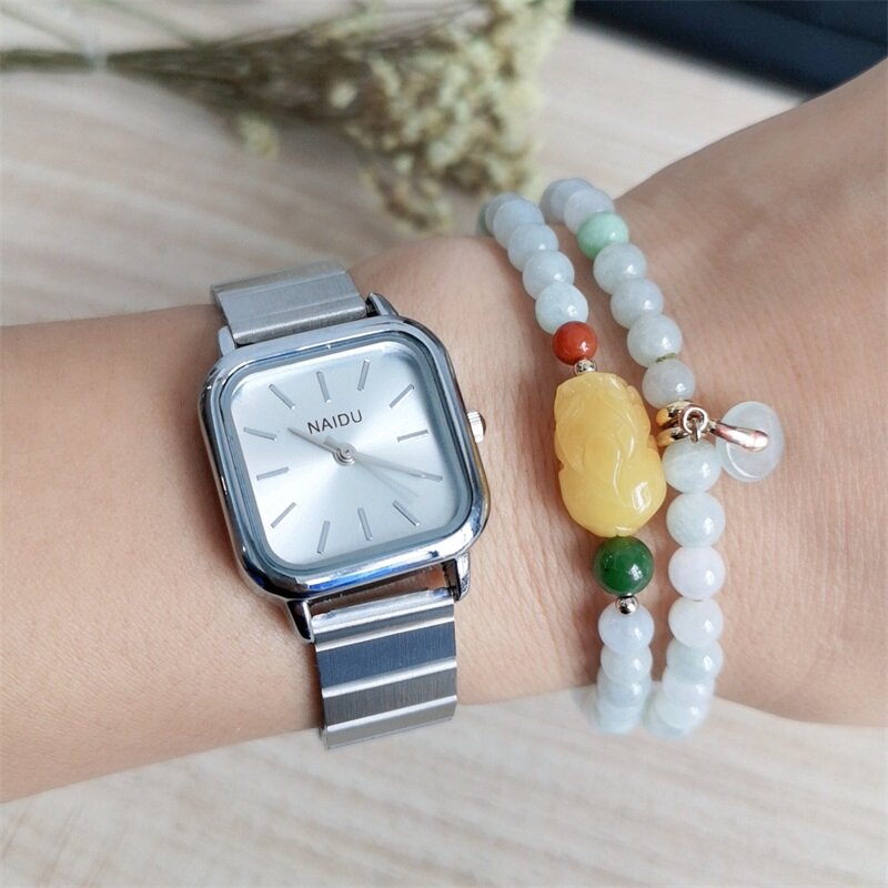 Minimalize aço inoxidável relógios femininos moda casual quadrado ladeis quartzo relógios de pulso simples prata feminino assista presentes w9847