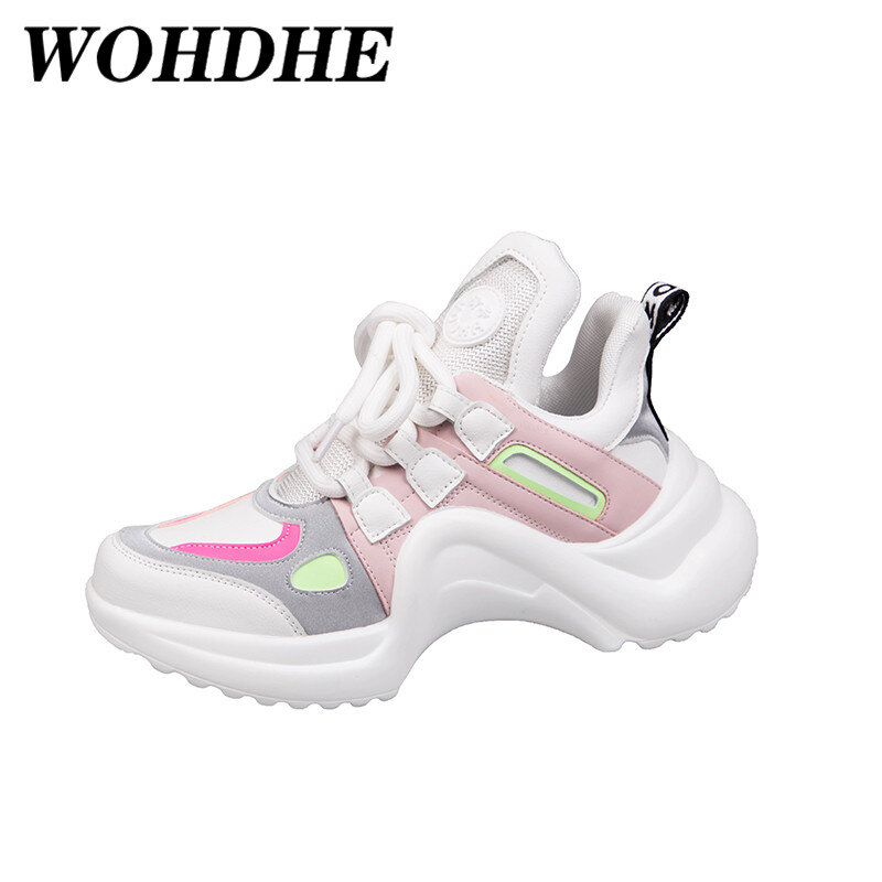 WOHDHE-Zapatillas deportivas transpirables para mujer, zapatos deportivos ligeros, antideslizantes, con cordones, color blanco y negro