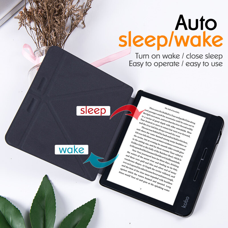Slim Case for Kobo Libra 2 eReader (2021 Release,Model N418) - Premium PU Leather Origami Stand Cover with Auto Sleep/Wake