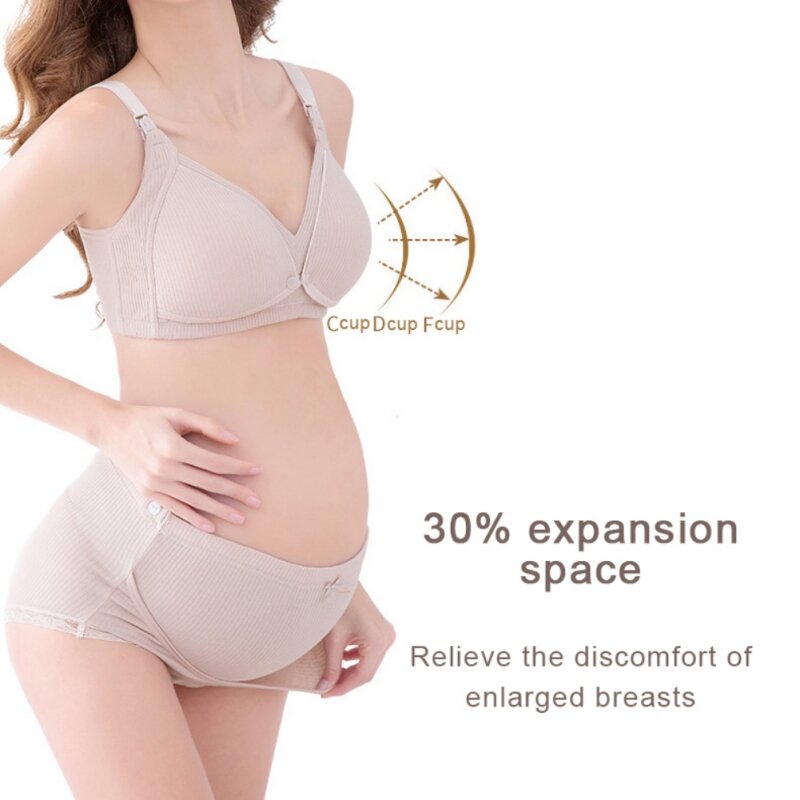 妊娠中の女性の下着を開いて、大きなサイズの通気性のある綿の胸のブラを閉じる