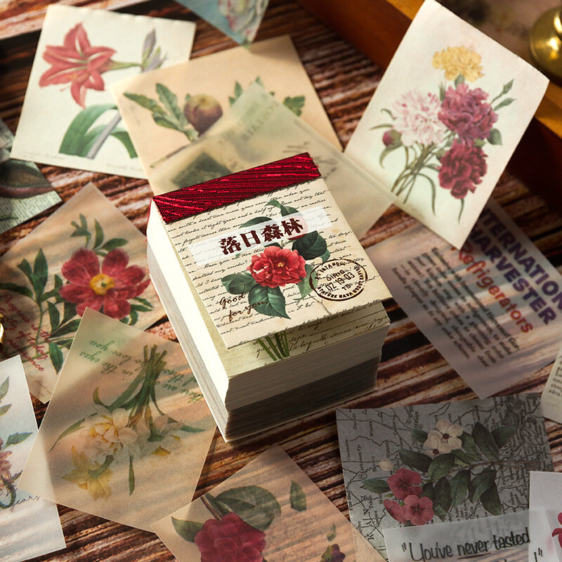 400 folhas/pacote flores série sussurro almofada de memorando diário diário planejador scrapbooking retro decorativo diy material papel