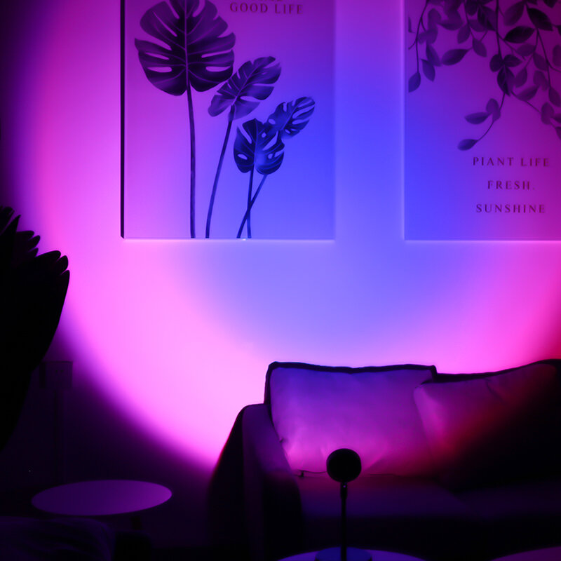 원격 제어 RGB 일몰 프로젝션 램프 레인보우 Led 프로젝터 야간 조명, 침실 상점 벽 장식 분위기 조명