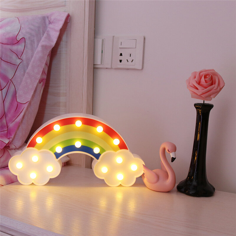 Night Light Rainbow Wall Lamps Battery Powered For Kids Rooms Decor Plastic Table Party Decorative LED Night Light Lamp