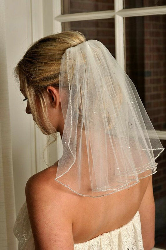Voile de mariée blanc ivoire avec perles, accessoires de mariage