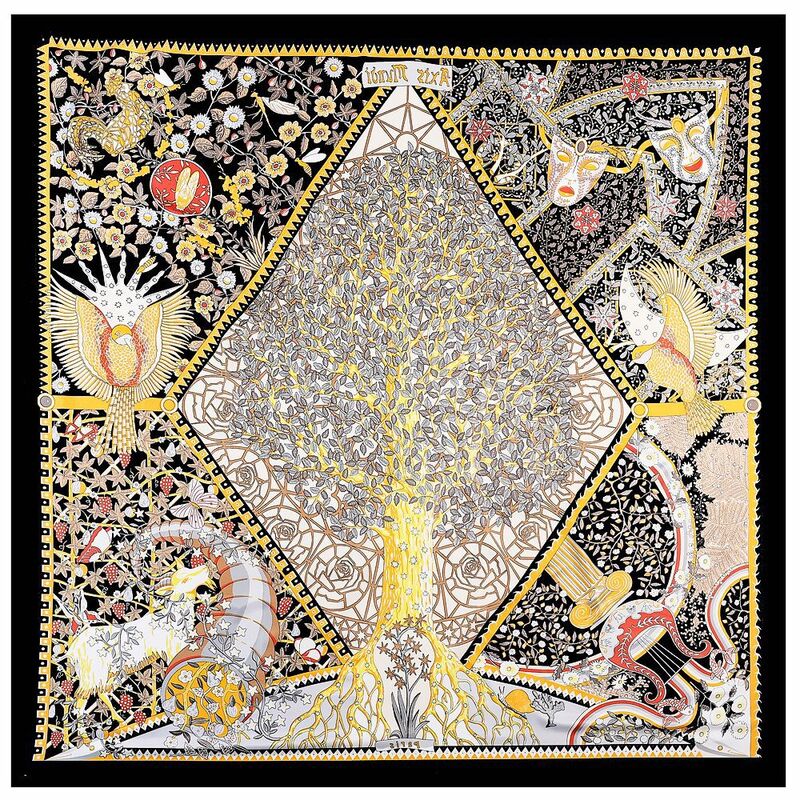 Foulard en soie pour femmes, carré, châle, imprimé arbre de vie, Hijab, 130x130cm