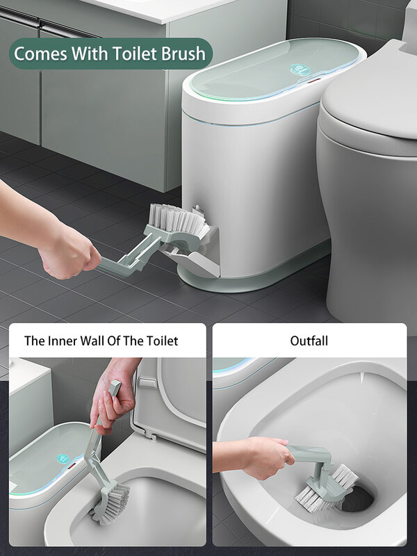 Joybos – poubelle automatique à capteur intelligent, avec brosse de toilette, seau à ordures étanche, bac à poussière, armoire de salle de bain, stockage étroit