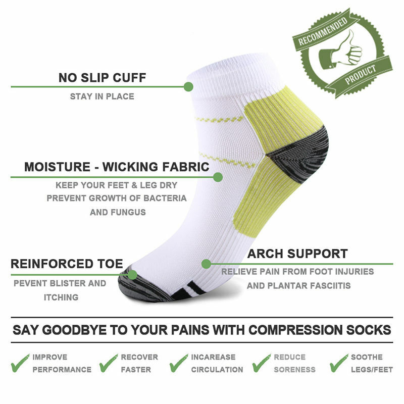 Meias de compressão plantar meias de compressão suor absorvente desodorante respirável sweatshirts esportes pressão meias