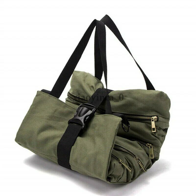 Car Tool Roll Up Bags Waxed Canvas Storage Carrier Pouch Tools Tote Sling Holder Back Seat Organizer