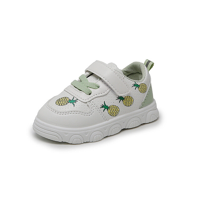 Venda quente 0-2 anos de idade outono bebê da criança sapatos casuais sapatos net não-deslizamento sapatos de bebê padrão de frutas dos desenhos animados sapatos de couro