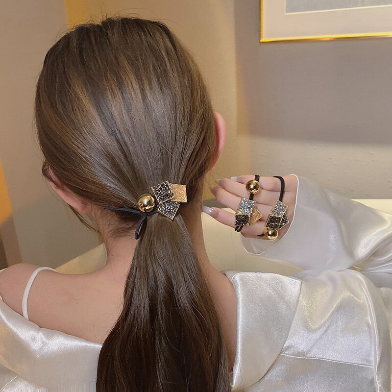 Moda Rhinestone opaski do włosów gumki do włosów kobiety elastyczne gumki do włosów opaski liny opaski kucyk opaski do włosów akcesoria