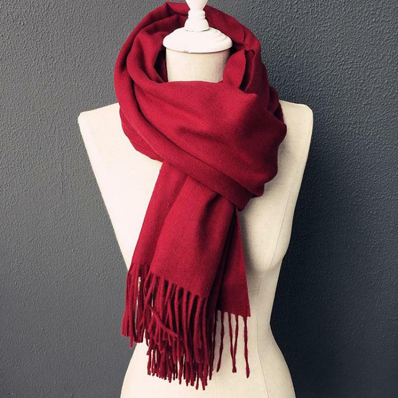 Sjaal vrouwen plaid solid cashmere sjaals met kwastje dame herfst winter dikke lange sjaal hoge kwaliteit vrouwelijke shawl hot koop