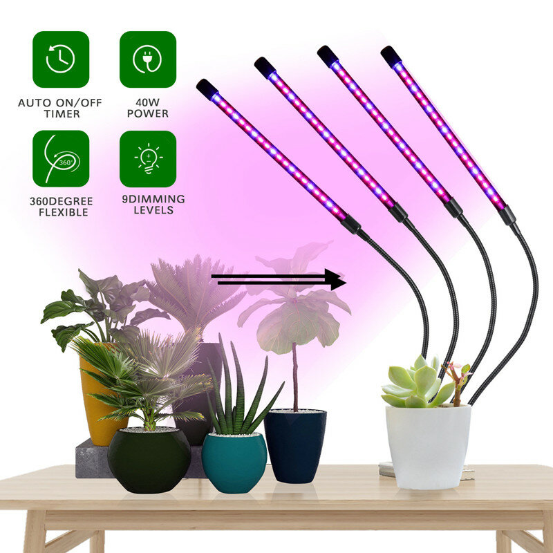 LED Grow Light Spektrum Penuh Phyto Lampu Kepala USB Clip-On Tumbuh Lampu untuk Tanaman Indoor Bunga Bibit tumbuh