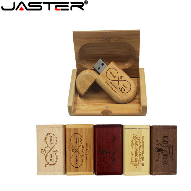JASTER хит продаж овальный деревянный USB + коробка (бесплатный логотип) USB 2,0 флеш-накопитель 4 ГБ 8 ГБ 16 ГБ 32 ГБ 64 Гб USB флеш-накопитель