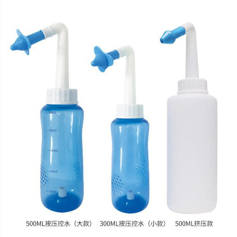 Protetor do nariz garrafa de limpeza lavagem nasal líquido de limpeza sinusite umedecido adultos crianças cuidados evitar rinite alérgica neti pot 300ml