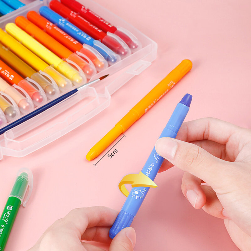 12 pces água-solúvel cor caneta escola suprimentos lápis de cera para pintura & desenho girar para fora recarga colorido caneta esboçar arte pintura