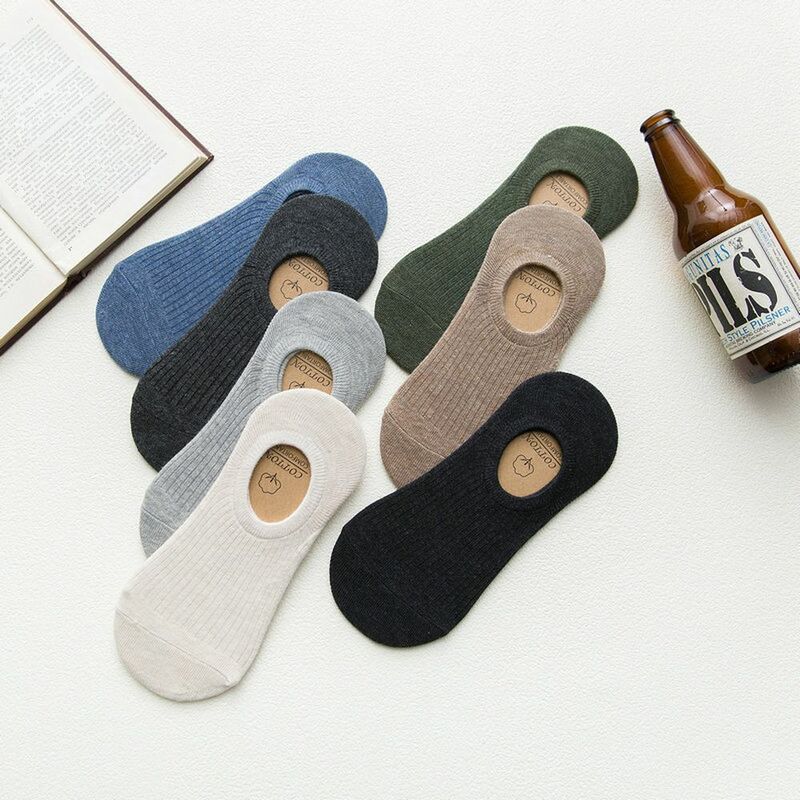 Chaussettes antidérapantes en coton pour hommes et femmes, fines et de couleur unie, en Silicone, déodorant, absorbe la sueur, Harajuku