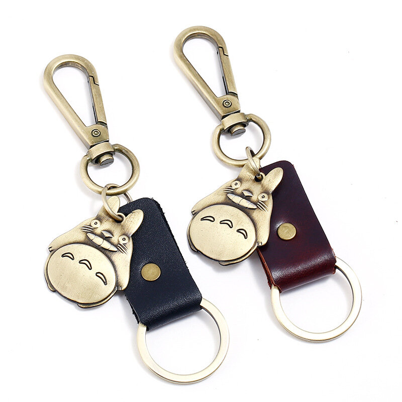 Llaveros con amuleto de Totoro para hombre y mujer, llaveros con colgante de Animal de aleación de bronce Vintage, accesorios de cadena, joyería