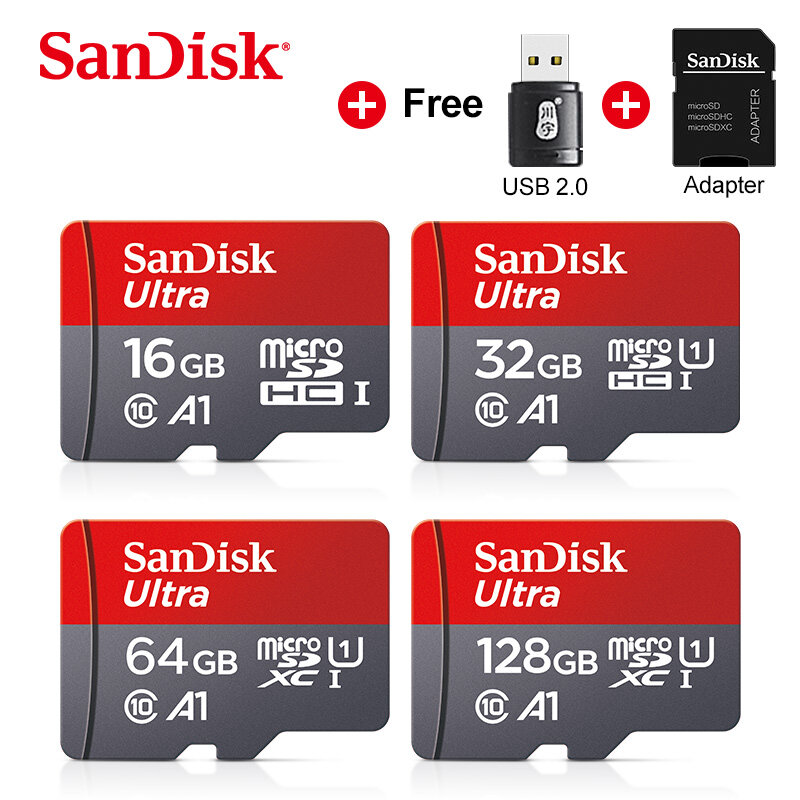 Sandisk Ultra Micro Sd 32gb 128gb 64gb Micro Sd De 16gb Tarjeta Sd Tf Tarjeta Flash Tarjeta De Memoria Microsd Adaptador Usb2 0 Lector De Tarjeta Almacenamiento Interno