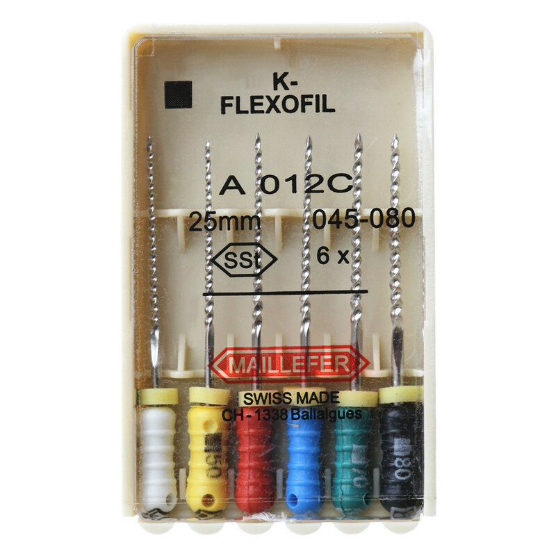 5 pacotes de arquivo dental K-FLEXOFILE 045-080 (21/25mm) arquivos de canal raiz endo de aço inoxidável uso manual instrumentos endônticos