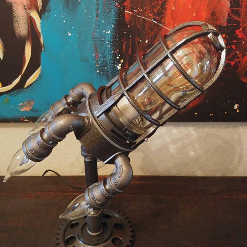 Lâmpada industrial punk a vapor, luminária de cabeceira decorativa steampunk para decoração de quarto infantil, presentes para o dia dos pais
