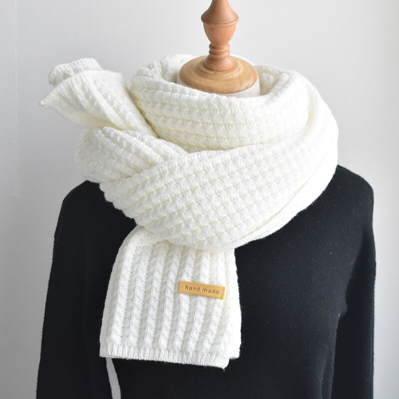 Écharpe en laine tricotée pour femme, longue, épaisse, chaude et douce, châle enveloppant, rose, noir, à la mode, hiver, 2021