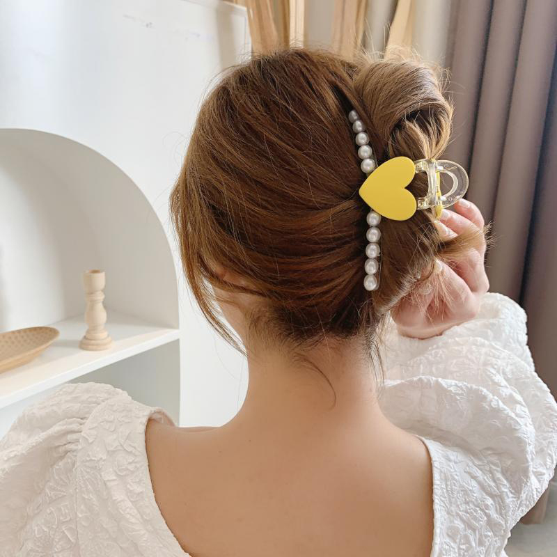 Hairpin Claw Shark Clip Love Elegant Acrylic Bath Pearl Hairpin Hair Accessories Love Grip Fashion Hairpin