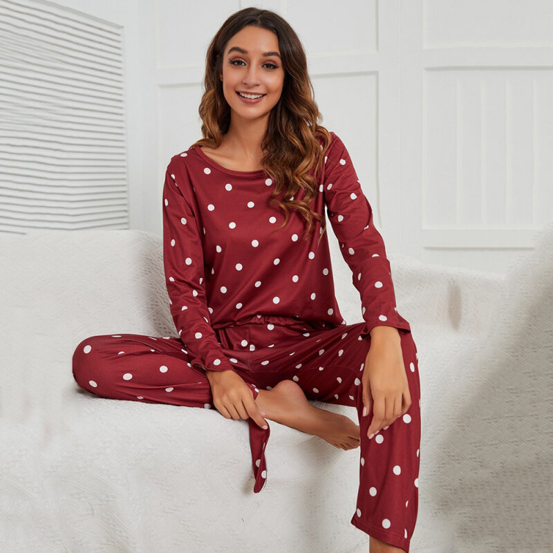 Pijamas de outono conjunto feminino casual pijamas manga comprida com calças compridas senhoras casa terno pijamas