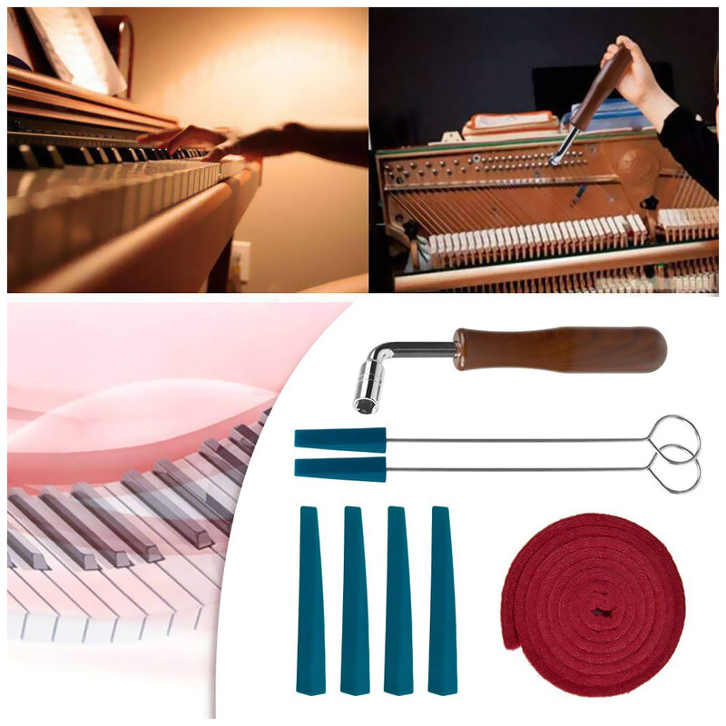 Kit di accordatura per pianoforte chiave per accordatore per tastiera martello strumento di accordatura professionale fai-da-te con manico ergonomico Set di assortimento di Mutes in gomma