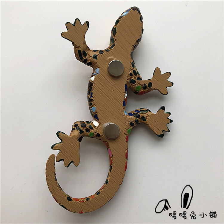 Spanien Reise Mosaik Gecko Eidechse Harz Kühlschrank Magnet