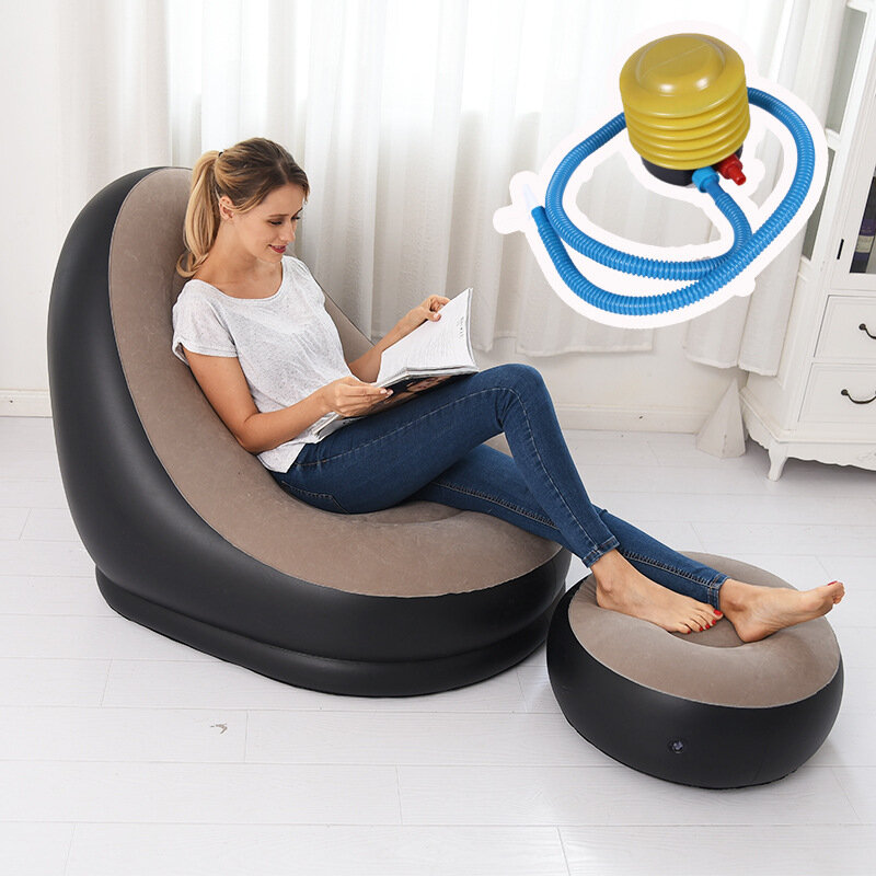 Sederhana 2 Set Portabel Malas Sofa Tiup Luar Ruangan Mode Pantai Kualitas Tinggi Kasur Tiup Furnitur Luar Ruangan Sofa Taman