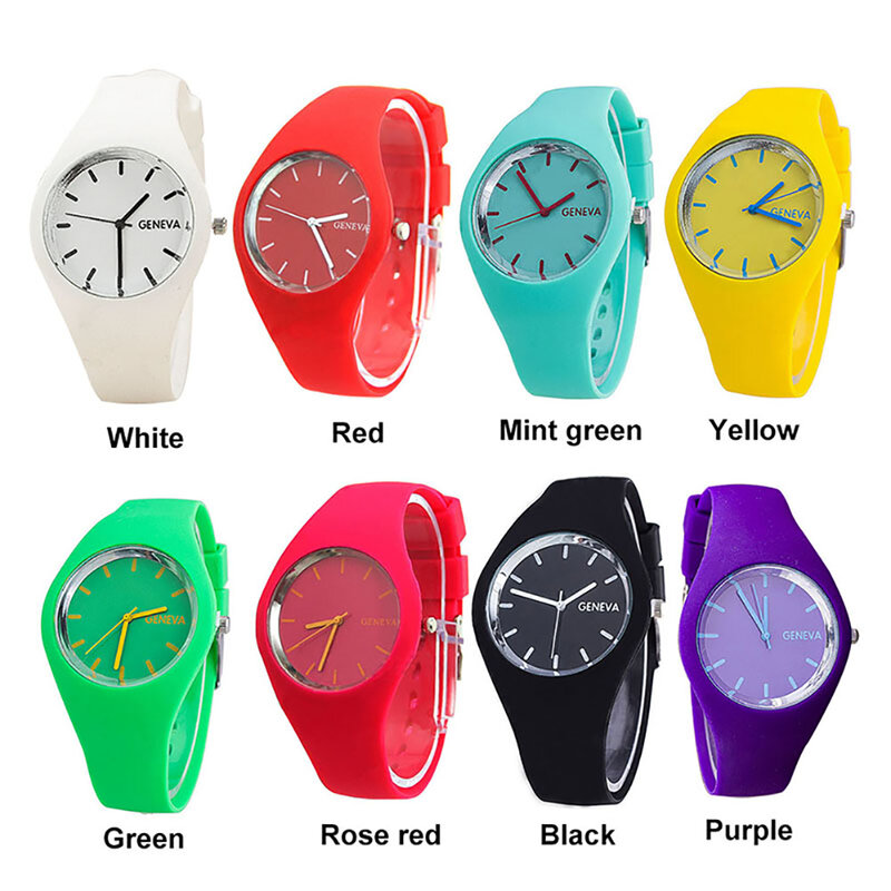 Deportes de moda al aire libre Unisex de caramelo-Color reloj de mujer y hombre pulsera de moda mujer nuevo relojes de silicona de Ginebra